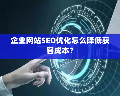 企业网站SEO优化怎么降低获客成本？